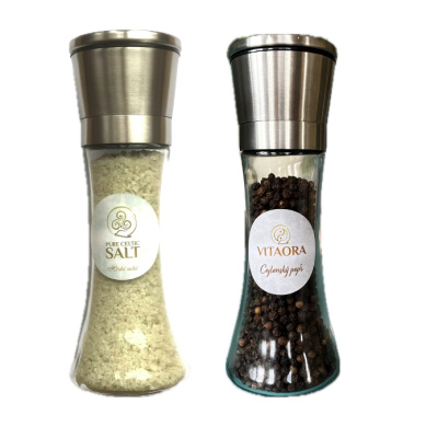 Sada 2 skleněných mlýnků - sůl&pepř